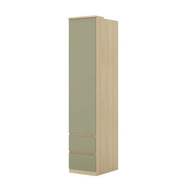 Armadio 45x215h cm 1 anta 2 cassetti verde salvia rovere Elvira