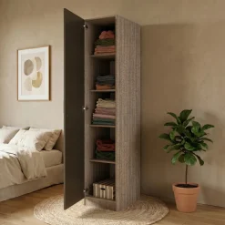 Armadio 40x191h cm 1 anta moderno rovere scuro marrone Marzia
