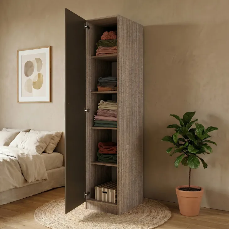 Armadio 40x191h cm 1 anta moderno rovere scuro marrone Marzia