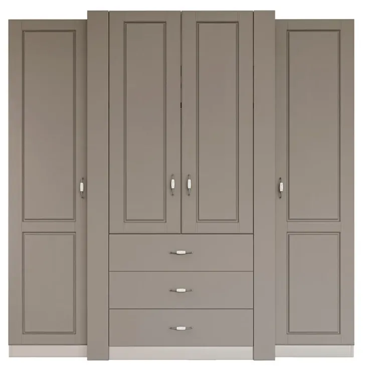 Armadio 210x205h cm 4 ante battenti 3 cassetti beige cashmere Emporio