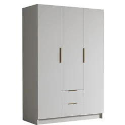 Armadio 150x216h cm 3 ante battenti 2 cassetti bianco opaco Ampy