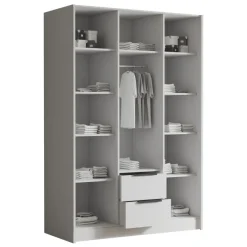 Armadio 150x216h cm 3 ante battenti 2 cassetti rovere Ampy