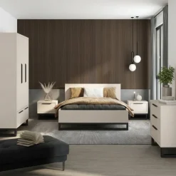 Armadio 145x210h cm 3 ante battenti 2 cassetti beige cashmere Petra