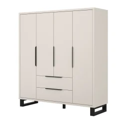 Armadio 190x210h cm 4 ante battenti 2 cassetti beige cashmere Petra