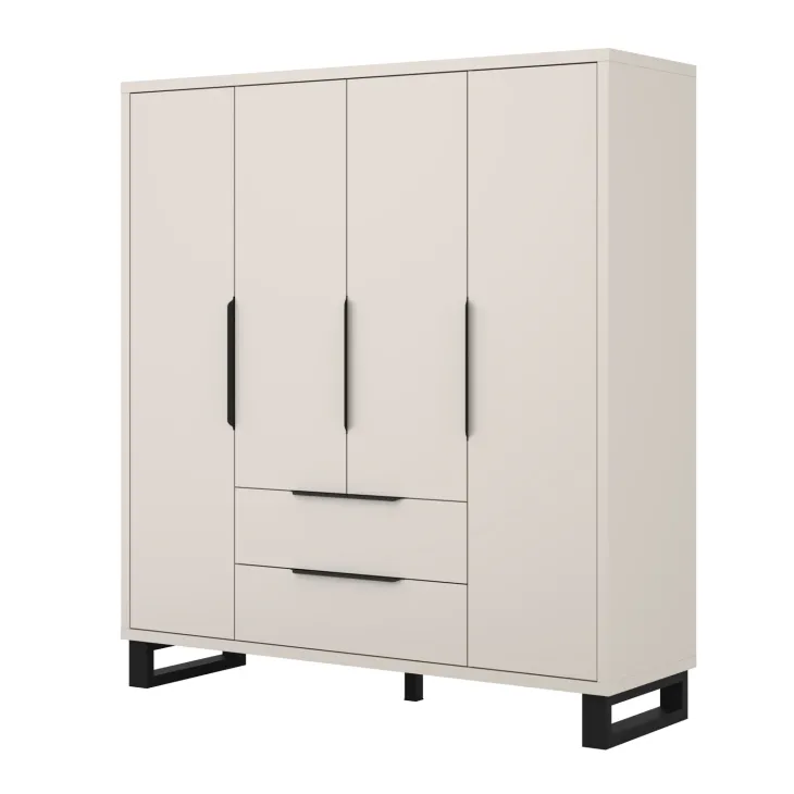 Armadio 190x210h cm 4 ante battenti 2 cassetti beige cashmere Petra