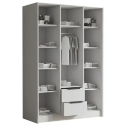 Armadio 150x216h cm 3 ante battenti con specchio 2 cassetti beige cashmere Ampy