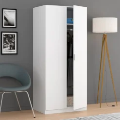 Armadio 81x180h cm 2 ante battenti moderno bianco opaco Oz