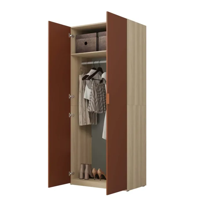 Armadio 90x215h cm 2 ante battenti rosso mattone rovere Niman