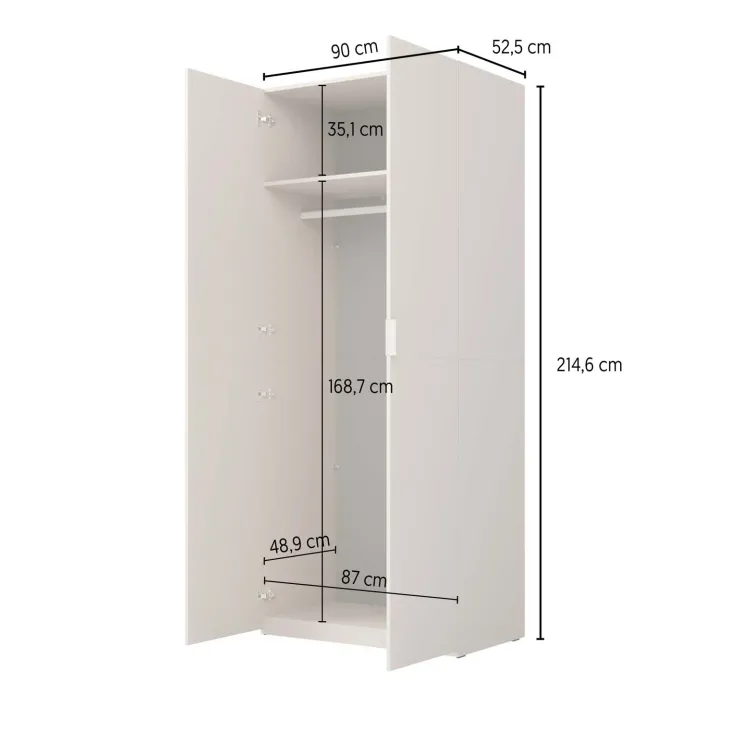 Armadio 90x215h cm 2 ante battenti rosso mattone rovere Niman