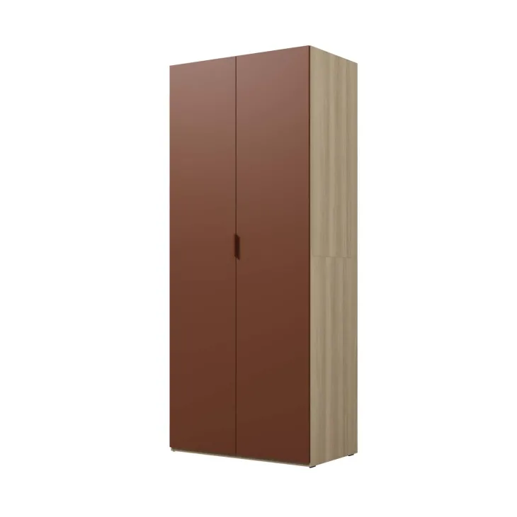 Armadio 90x215h cm 2 ante battenti rosso mattone rovere Niman
