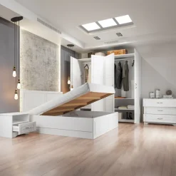 Armadio 203x206h cm 4 ante battenti stile classico bianco Friuli