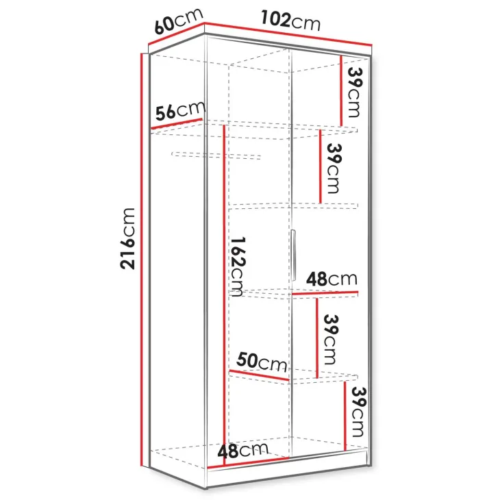 Armadio 102x216h cm 2 ante bianco Athena