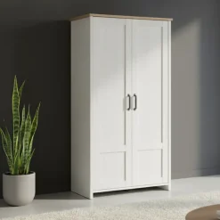 Armadio 102x201h cm 2 ante bianco frassinato rovere Lars