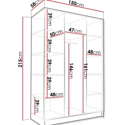 Armadio 150x215h cm 3 ante bianco lucido oro Glammy 3