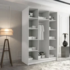Armadio 150x215h cm 3 ante bianco lucido nero Glammy 3