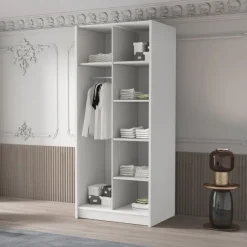 Armadio 100x215h cm 2 ante bianco lucido nero Glammy 2