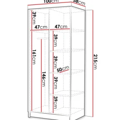 Armadio 100x215h cm 2 ante bianco lucido oro Glammy 2