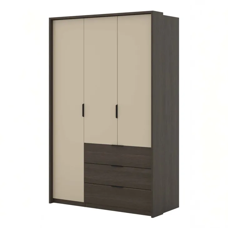 Armadio 139x217h cm 3 ante 3 cassetti beige noce Betancuria