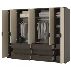 Armadio 278x217h cm 6 ante 6 cassetti beige noce Betancuria