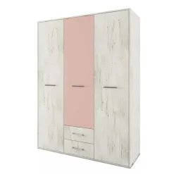 Armadio 150x201h cm 3 ante 2 cassetti bianco frassinato rosa Bra
