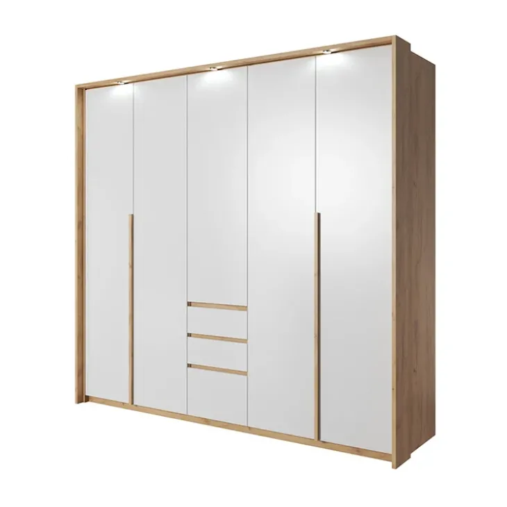 Armadio 225x215h cm 5 ante 3 cassetti bianco rovere Sweet