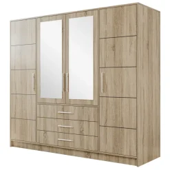 Armadio 196x200h cm 4 ante 3 cassetti con specchio rovere sonoma Sottosogno