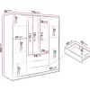 Armadio 196x200h cm 4 ante 3 cassetti con specchio bianco oro Ylma
