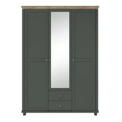 Armadio 154x216h cm 3 ante 2 cassetti con specchio verde quercia Texel