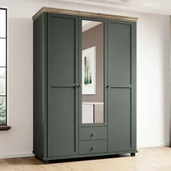 Armadio 154x216h cm 3 ante 2 cassetti con specchio verde quercia Texel