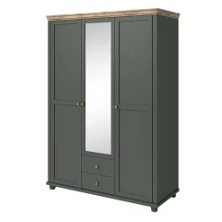 Armadio 154x216h cm 3 ante 2 cassetti con specchio verde quercia Texel