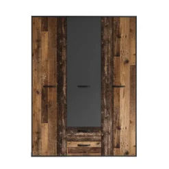 Armadio 150x200h cm 3 ante 2 cassetti grafite rovere rustico Fada