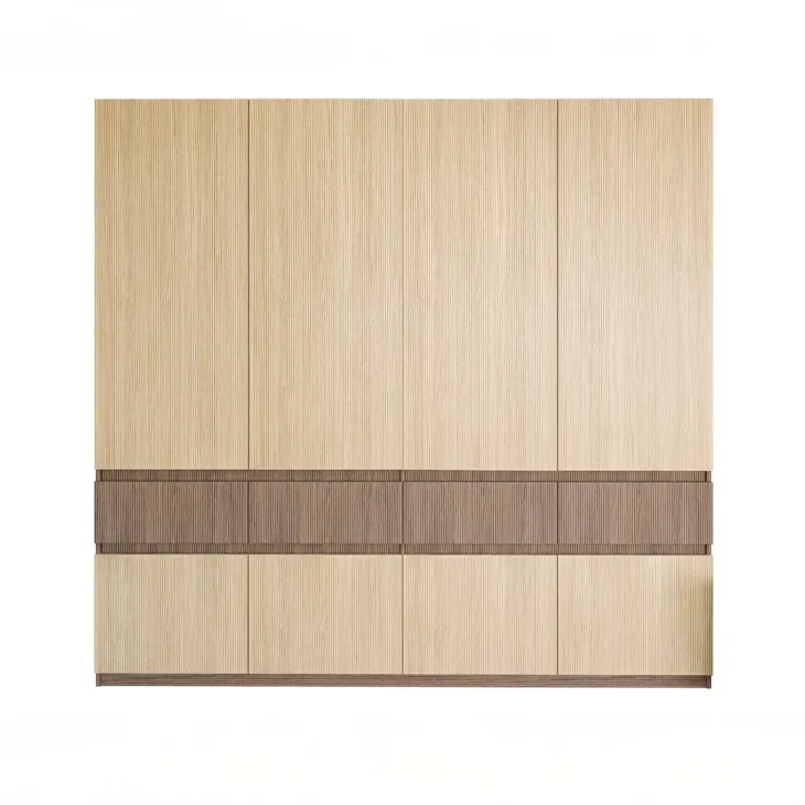 Armadio 220x211h cm 8 ante 4 cassetti rovere chiaro e rovere scuro Pitigliano