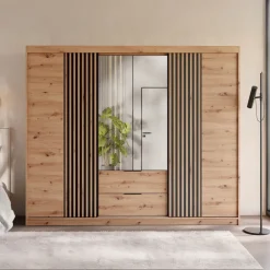 Armadio 250x213h cm 5 ante 2 cassetti rovere Stiky