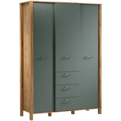 Armadio 138x200h cm 3 ante 3 cassetti rovere verde Leave