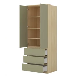 Armadio 80x215h cm 2 ante 3 cassetti verde salvia rovere Elvira