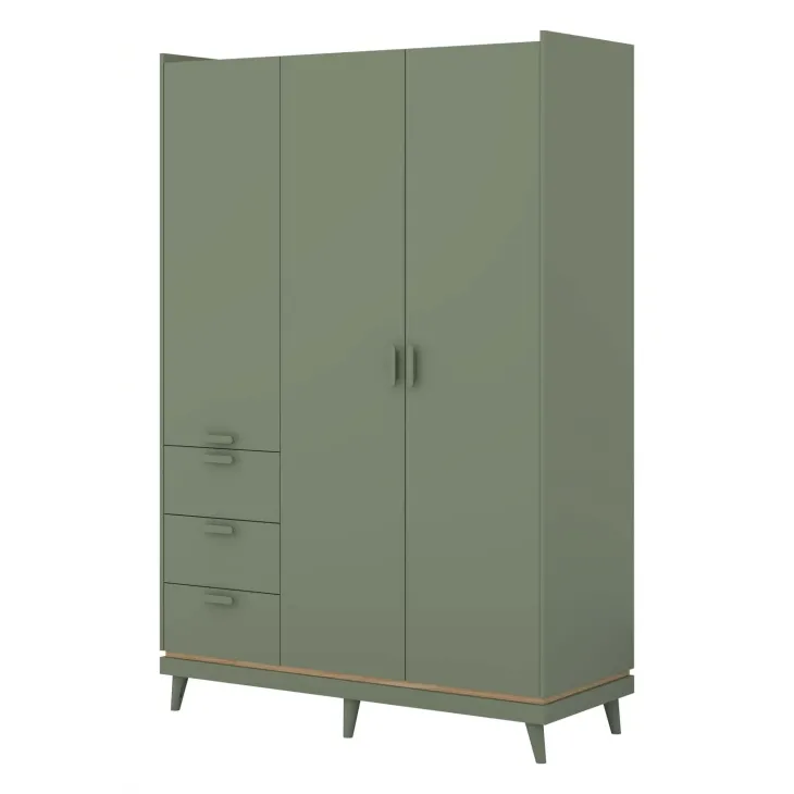 Armadio 144x215h cm 3 ante 3 cassetti verde salvia Yu