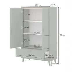 Armadio 90x150h cm 2 ante 1 cassetto rovere rosso mattone Yu