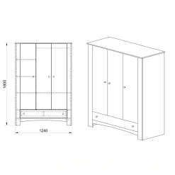 Armadio 124x180h cm 3 ante 1 cassetto rovere sonoma Londra