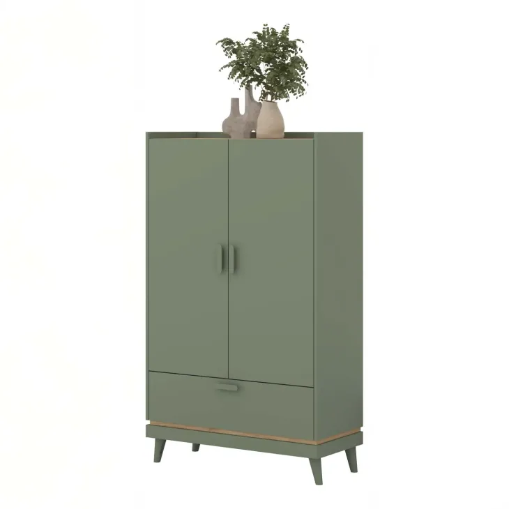 Armadio 90x150h cm 2 ante 1 cassetto verde salvia Yu