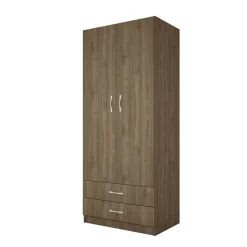 Armadio 80x191h cm 2 ante con cassetti moderno noce Carlino