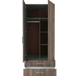 Armadio 80x191h cm 2 ante con cassetti moderno noce Carlino