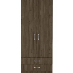 Armadio 80x191h cm 2 ante con cassetti moderno noce Carlino
