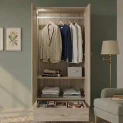 Armadio 90x181h cm 2 ante con cassetto rovere sonoma Londra