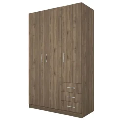 Armadio 118x191h cm 3 ante con cassetti noce Boverio