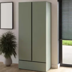 Armadio 89x210h cm 2 ante con cassetto verde Lolla