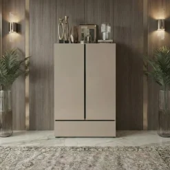 Armadio 89x150h cm 2 ante con cassetto tortora Lolla