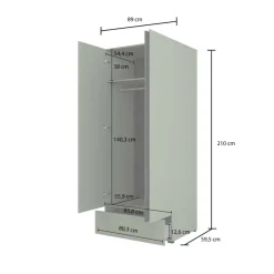 Armadio 89x210h cm 2 ante con cassetto rovere Lolla