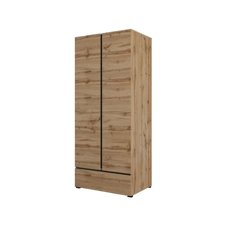 Armadio 89x210h cm 2 ante con cassetto rovere Lolla