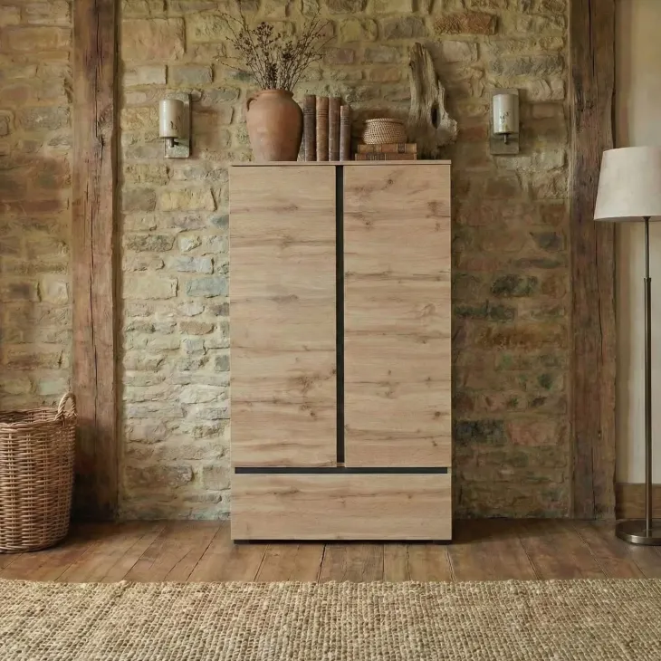 Armadio 89x150h cm 2 ante con cassetto rovere Lolla
