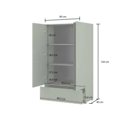 Armadio 89x150h cm 2 ante con cassetto rovere Lolla